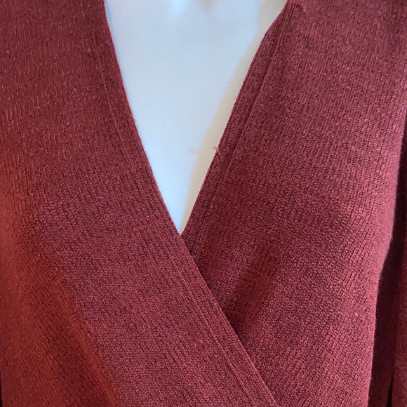 Max Studio Women's Burgundy V-Neck Sweater Dress - Picture 6 of 8